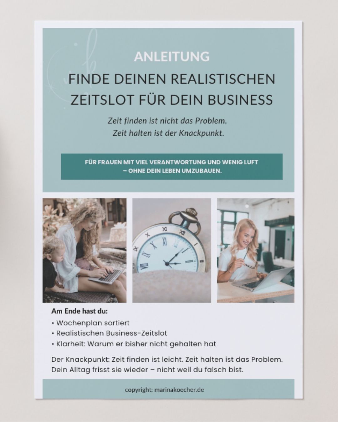 Zeit fürs Business finden klein Frau denkt über eigenes Business mit wenig Zeit nach